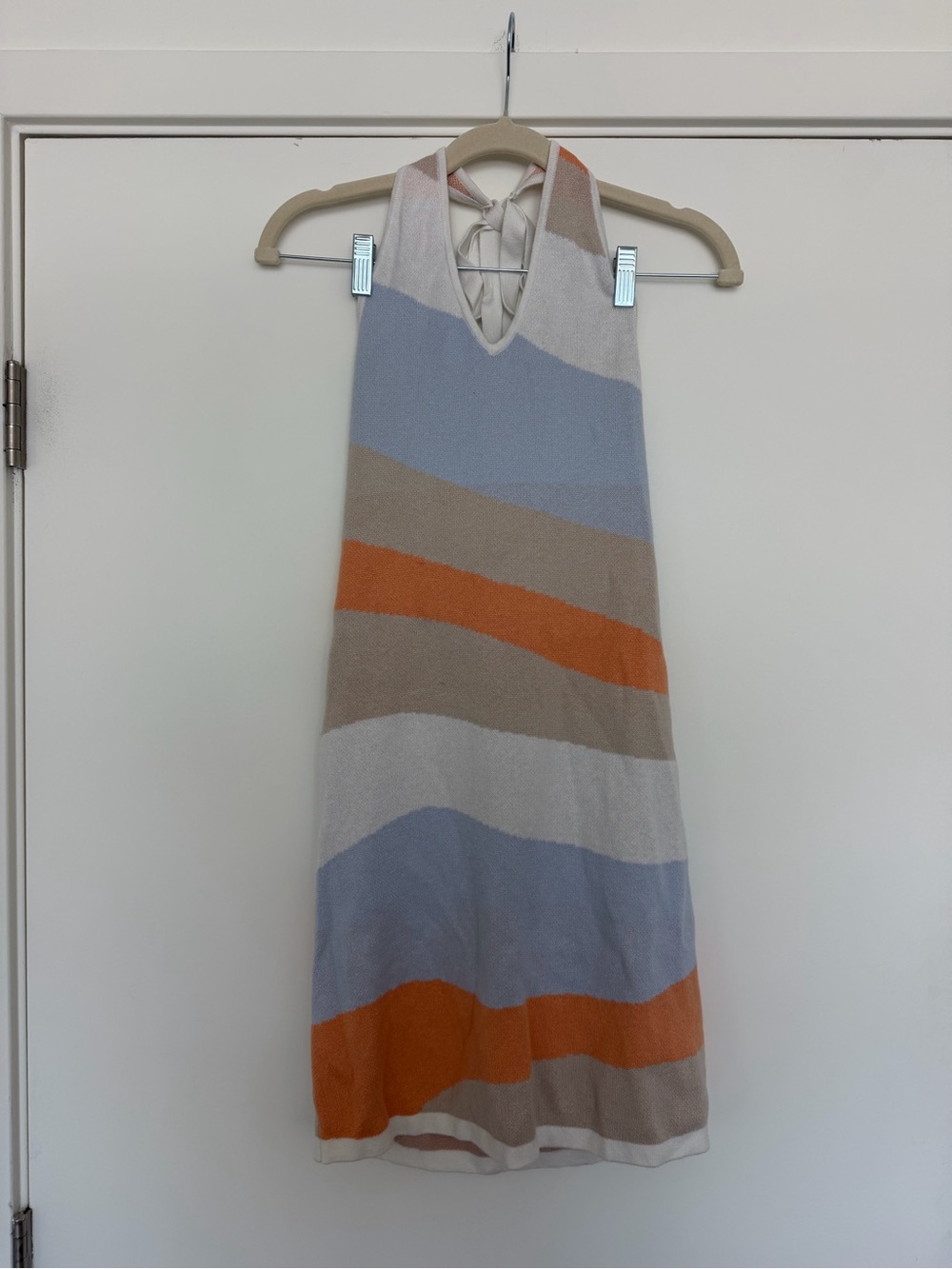 Hollister Striped Halter Knit Mini Dress in Cream, Blue & Orange